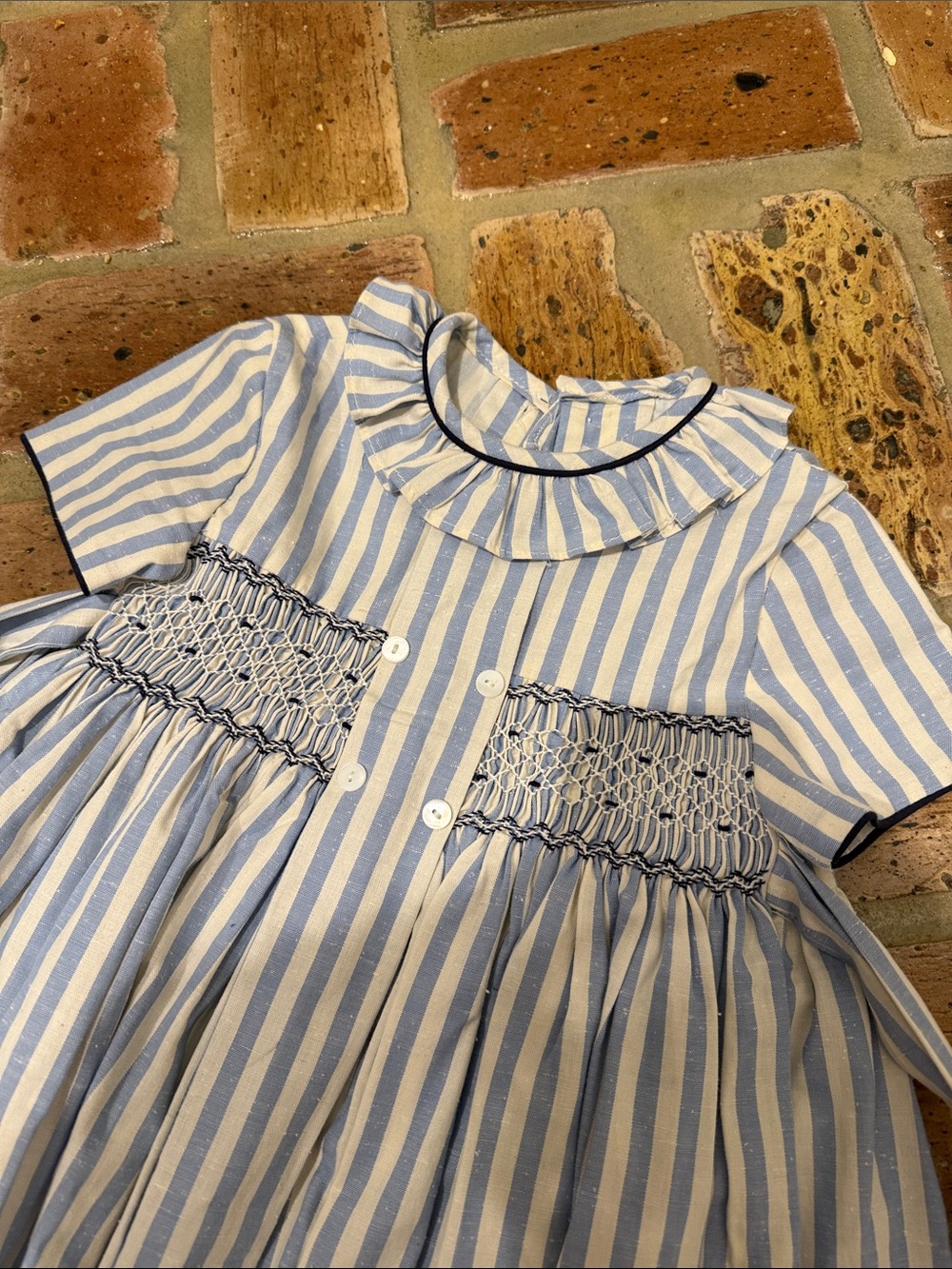 Pepa London Blue Stripe Smocked Dress Size 5